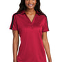 Port Authority Womens Silk Touch Performance Moisture Wicking Short Sleeve Polo Shirt - Red/Black
