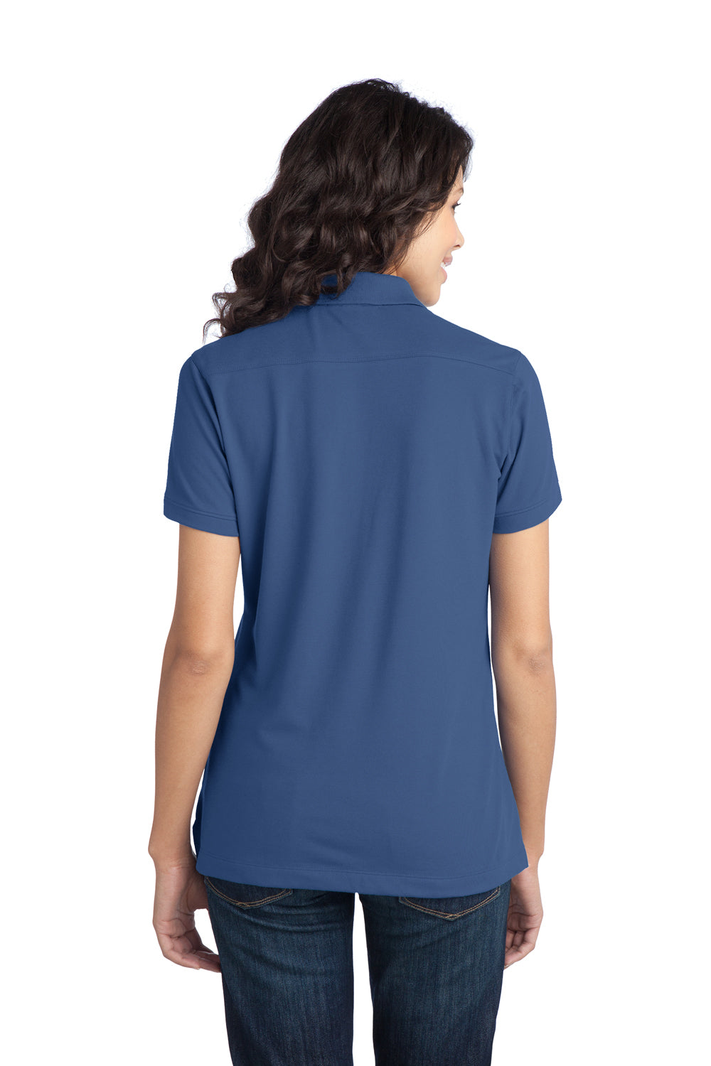 Port Authority L555 Womens Moisture Wicking Short Sleeve Polo Shirt Moonlight Blue Back