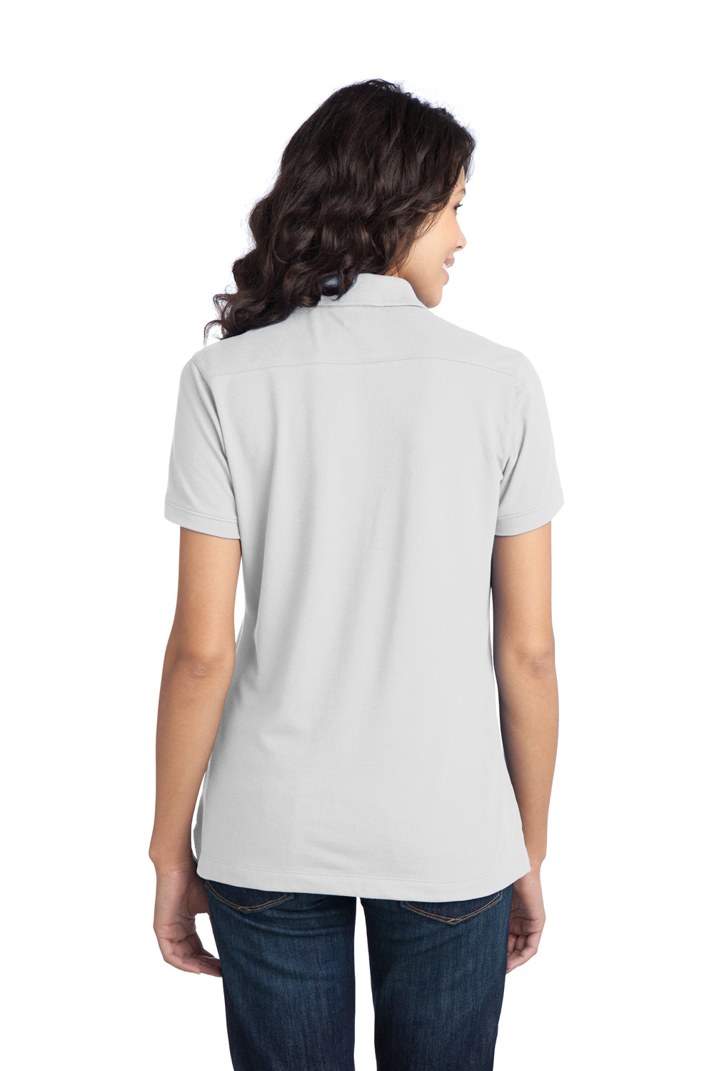 Port Authority L555 Womens Moisture Wicking Short Sleeve Polo Shirt White Back