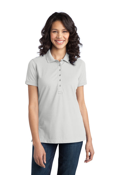 Port Authority L555 Womens Moisture Wicking Short Sleeve Polo Shirt White Front