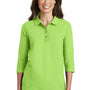 Port Authority Womens Silk Touch 3/4 Sleeve Polo Shirt - Lime Green - Closeout