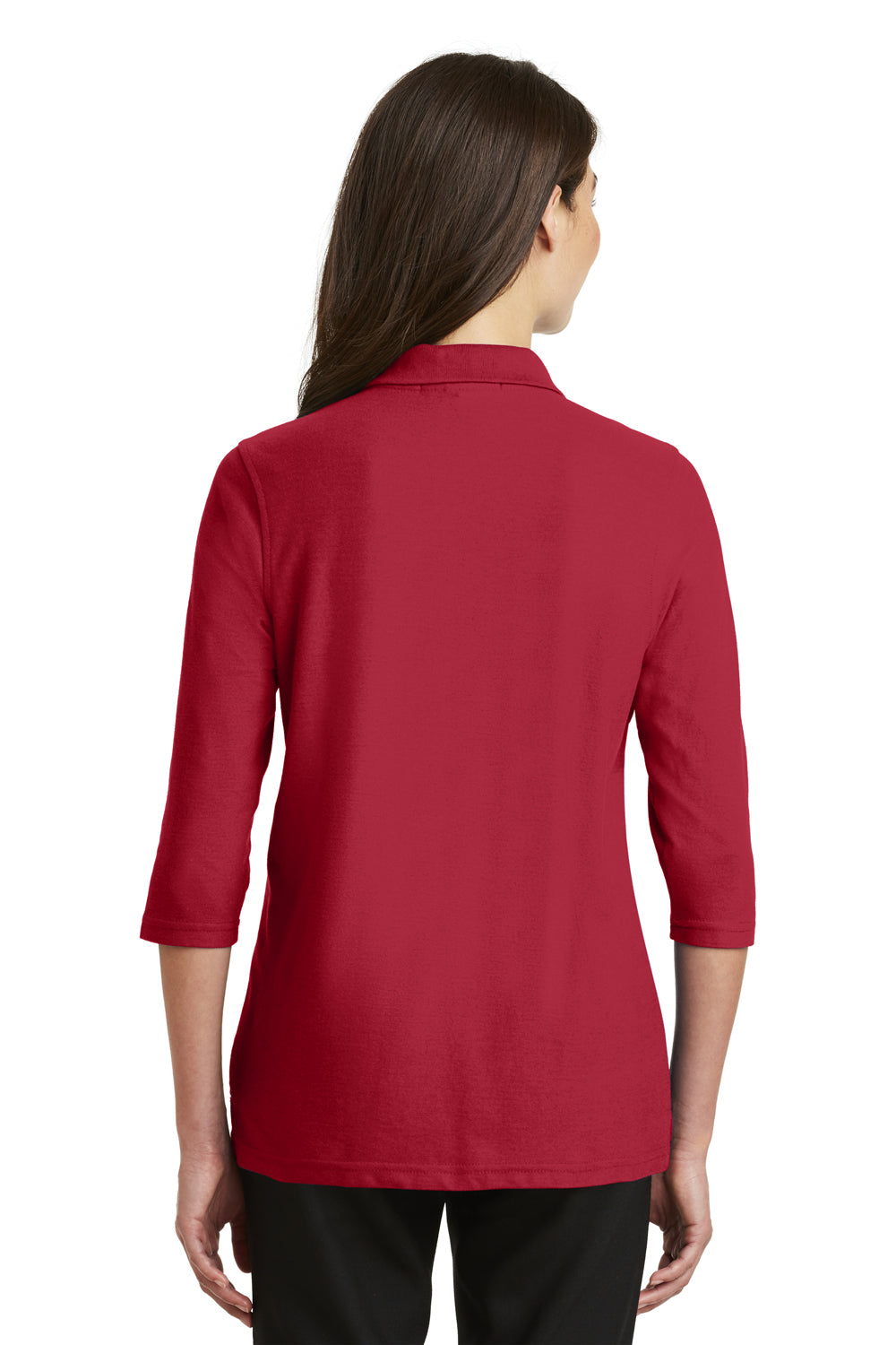 Port Authority L562 Womens Silk Touch 3/4 Sleeve Polo Shirt Red Back
