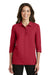 Port Authority L562 Womens Silk Touch 3/4 Sleeve Polo Shirt Red Front