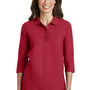 Port Authority Womens Silk Touch 3/4 Sleeve Polo Shirt - Red