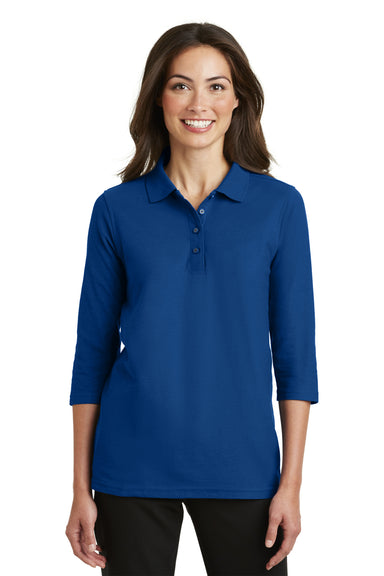 Port Authority L562 Womens Silk Touch 3/4 Sleeve Polo Shirt Royal Blue Front