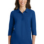 Port Authority Womens Silk Touch 3/4 Sleeve Polo Shirt - Royal Blue