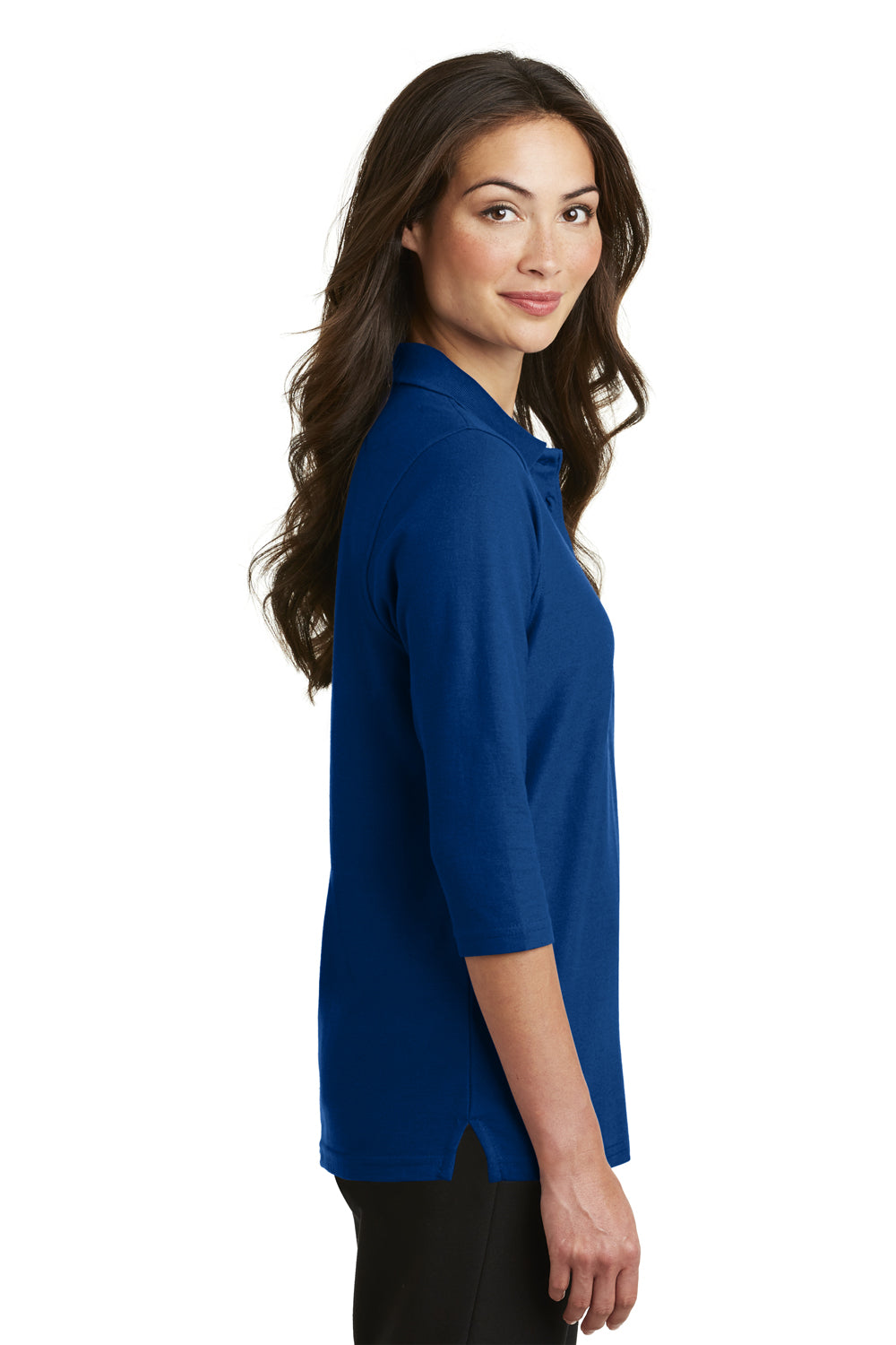 Port Authority L562 Womens Silk Touch 3/4 Sleeve Polo Shirt Royal Blue Side