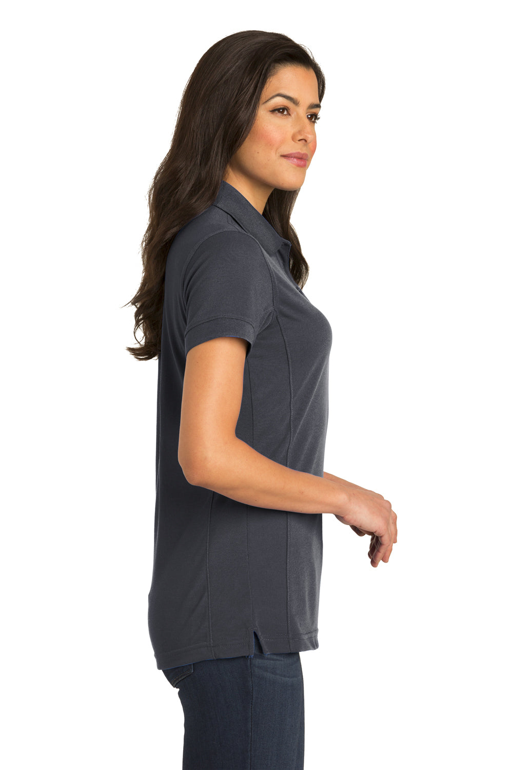 Port Authority L567 Womens 5-in-1 Performance Moisture Wicking Short Sleeve Polo Shirt Slate Grey Side