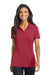 Port Authority L568 Womens Cotton Touch Performance Moisture Wicking Short Sleeve Polo Shirt Red Front