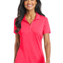 Port Authority Womens Cotton Touch Performance Moisture Wicking Short Sleeve Polo Shirt - Hot Coral Pink