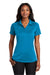 Port Authority L569 Womens Moisture Wicking Short Sleeve Polo Shirt Blue Wake Front