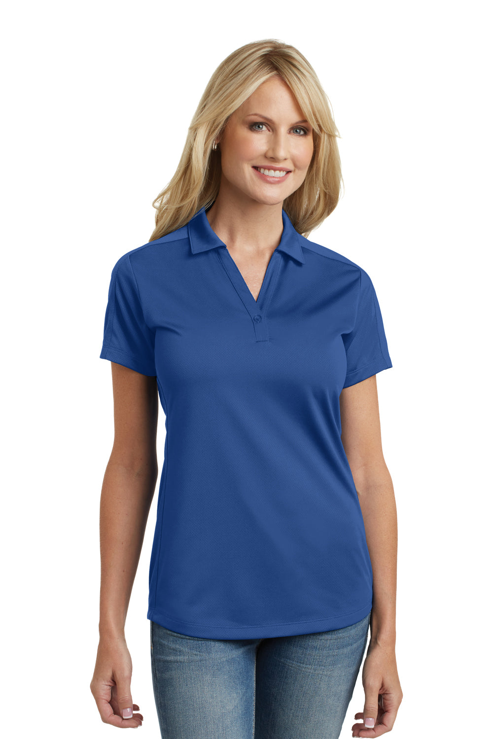 Port Authority L569 Womens Moisture Wicking Short Sleeve Polo Shirt Royal Blue Front