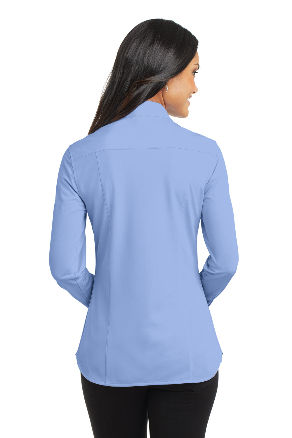 Port Authority L570 Womens Dimension Moisture Wicking Long Sleeve Button Down Shirt Dress Shirt Blue Back
