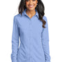 Port Authority Womens Dimension Moisture Wicking Long Sleeve Button Down Shirt - Dress Shirt Blue