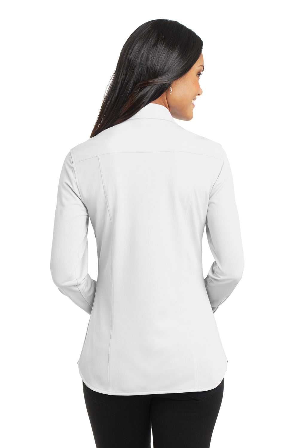 Port Authority L570 Womens Dimension Moisture Wicking Long Sleeve Button Down Shirt White Back