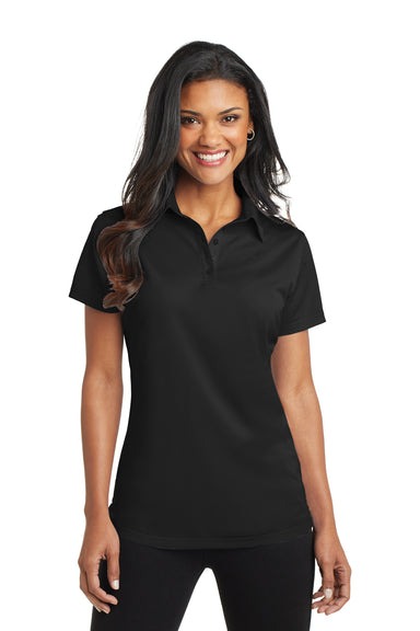 Port Authority L571 Womens Dimension Moisture Wicking Short Sleeve Polo Shirt Black Front