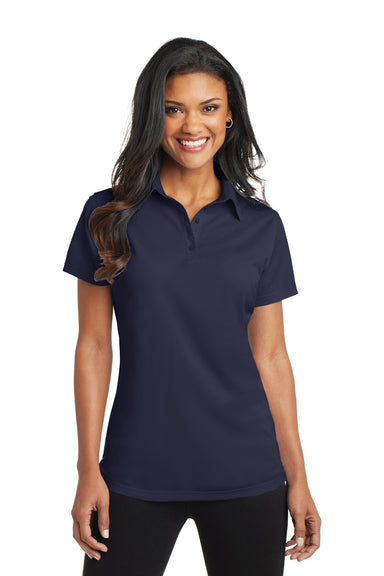 Port Authority L571 Womens Dimension Moisture Wicking Short Sleeve Polo Shirt Navy Blue Front