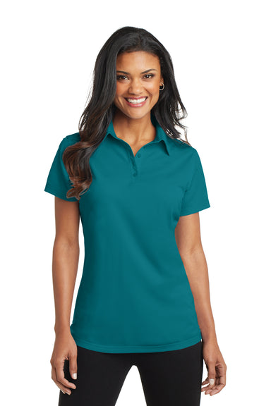 Port Authority L571 Womens Dimension Moisture Wicking Short Sleeve Polo Shirt Teal Green Front