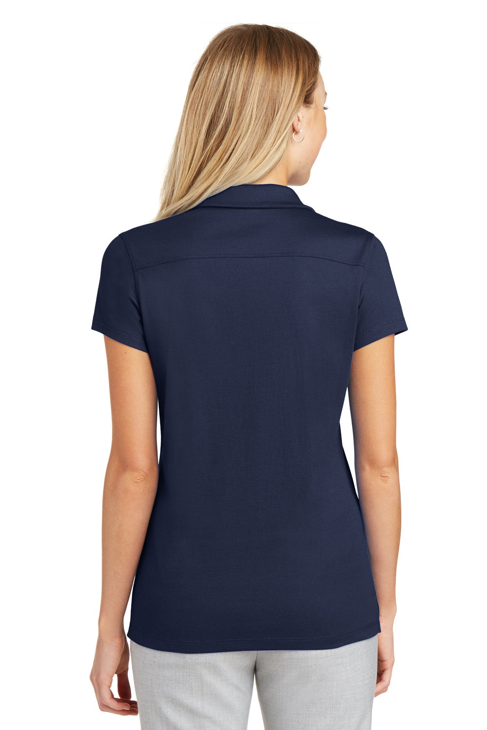 Port Authority L573 Womens Rapid Dry Moisture Wicking Short Sleeve Polo Shirt Navy Blue Back