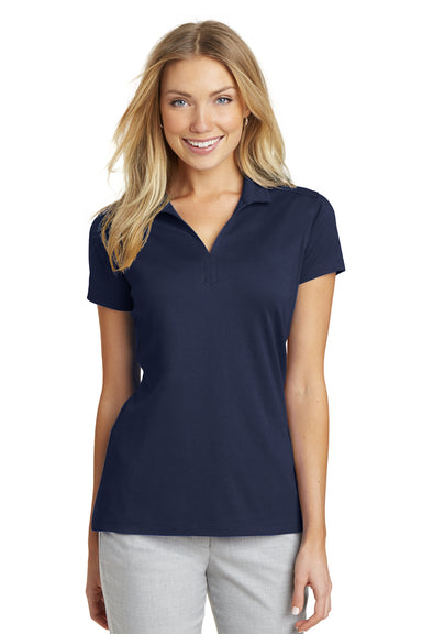 Port Authority L573 Womens Rapid Dry Moisture Wicking Short Sleeve Polo Shirt Navy Blue Front