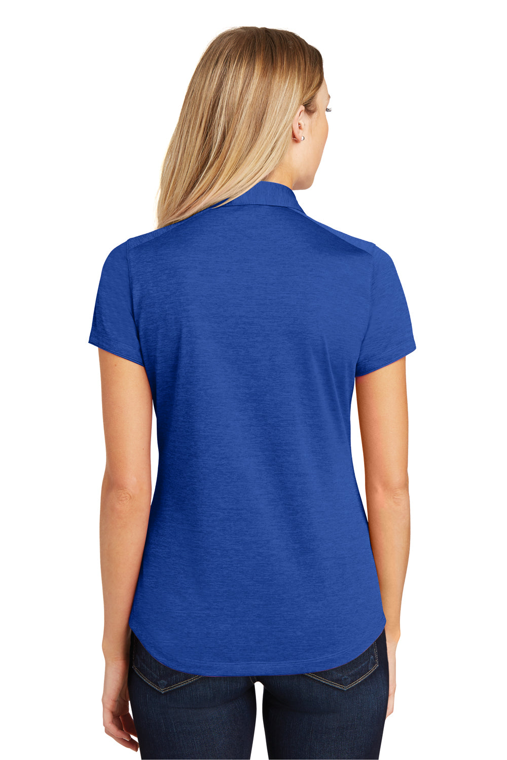 Port Authority L574 Womens Digi Heather Performance Moisture Wicking Short Sleeve Polo Shirt Royal Blue Back