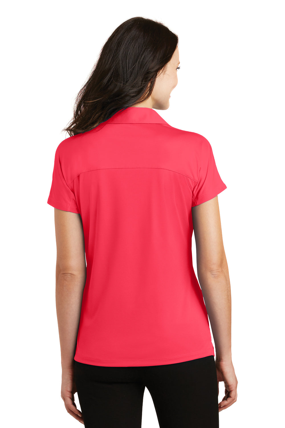 Port Authority L575 Womens Crossover Moisture Wicking Short Sleeve Polo Shirt Hibiscus Pink Back
