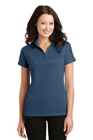 Port Authority L575 Womens Crossover Moisture Wicking Short Sleeve Polo Shirt Regatta Blue Front