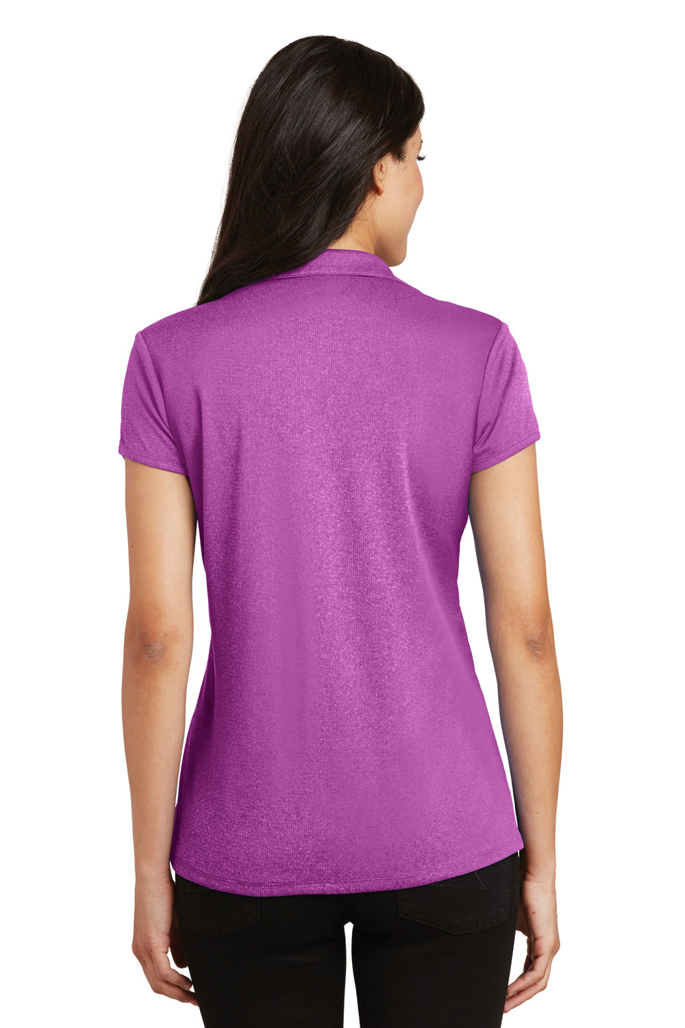 Port Authority L576 Womens Trace Moisture Wicking Short Sleeve Polo Shirt Heather Berry Pink Back