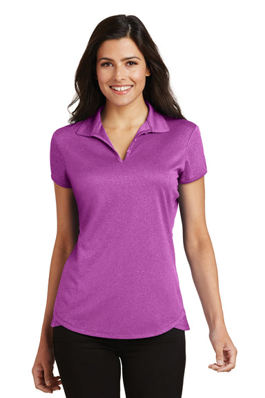 Port Authority L576 Womens Trace Moisture Wicking Short Sleeve Polo Shirt Heather Berry Pink Front