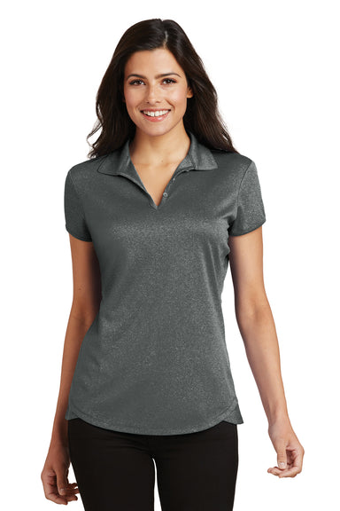 Port Authority L576 Womens Trace Moisture Wicking Short Sleeve Polo Shirt Heather Charcoal Grey Front