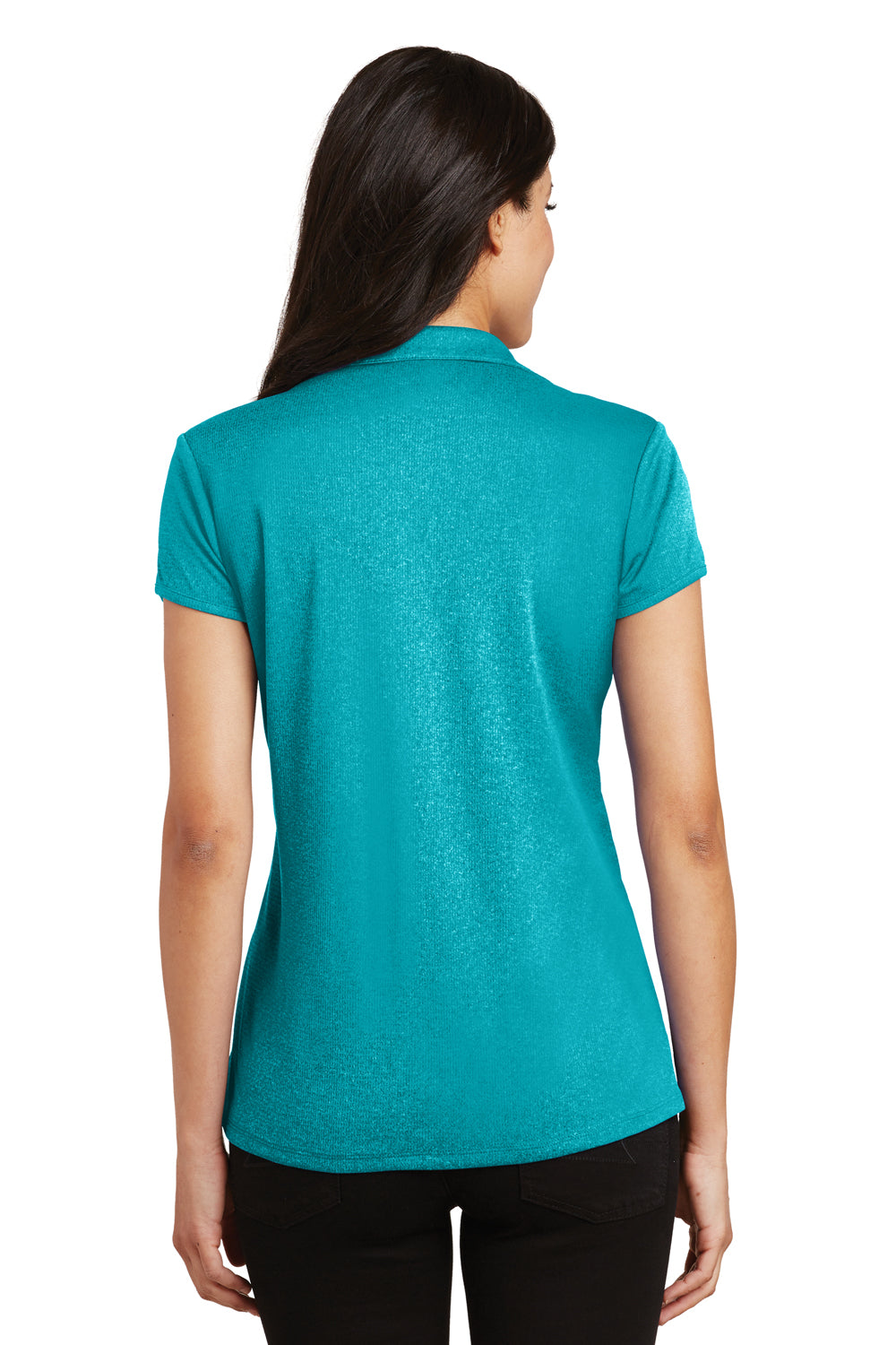 Port Authority L576 Womens Trace Moisture Wicking Short Sleeve Polo Shirt Heather Tropic Blue Back