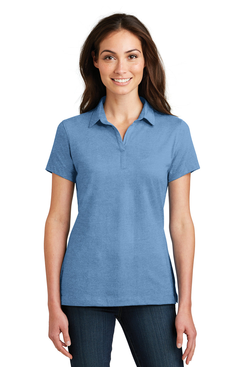 Port Authority L577 Womens Meridian Short Sleeve Polo Shirt Blue Skies Front
