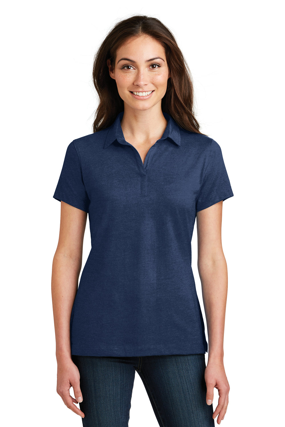 Port Authority L577 Womens Meridian Short Sleeve Polo Shirt Estate Blue Front
