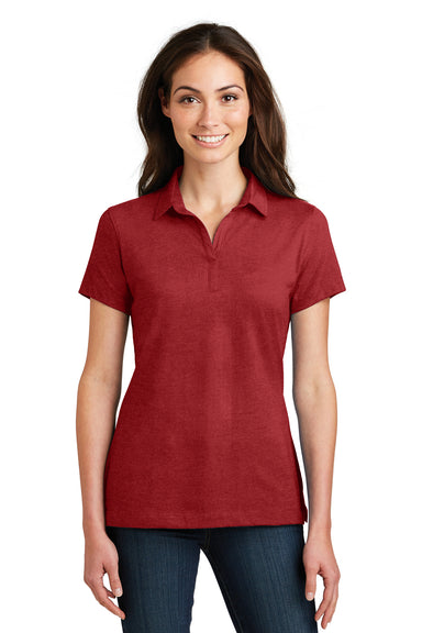 Port Authority L577 Womens Meridian Short Sleeve Polo Shirt Red Front