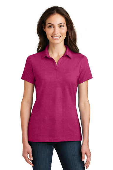 Port Authority L577 Womens Meridian Short Sleeve Polo Shirt Azalea Pink Front