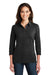 Port Authority L578 Womens Meridian 3/4 Sleeve Polo Shirt Black Front