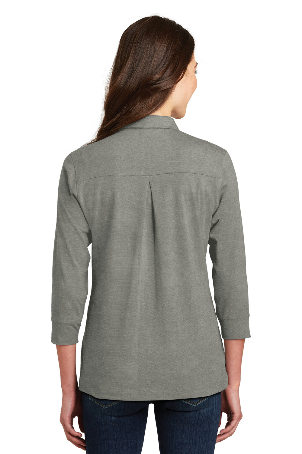 Port Authority L578 Womens Meridian 3/4 Sleeve Polo Shirt Monument Grey Back