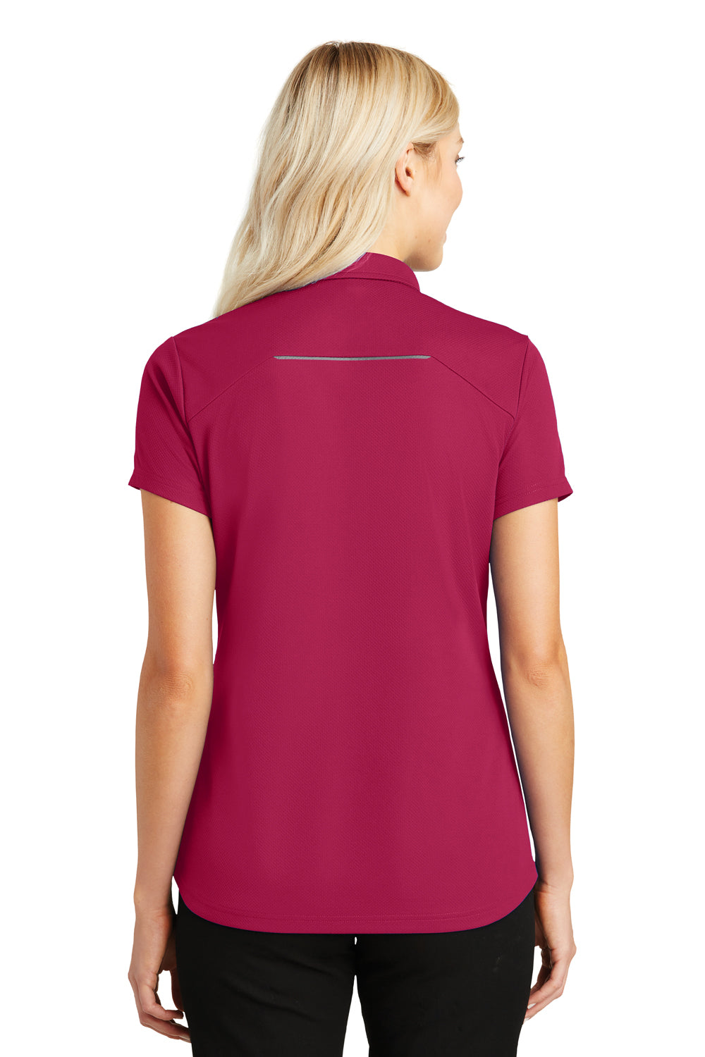 Port Authority L580 Womens Moisture Wicking Short Sleeve Polo Shirt Fuchsia Pink Back
