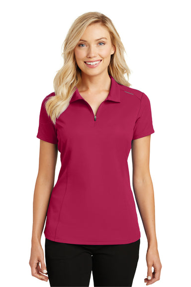 Port Authority L580 Womens Moisture Wicking Short Sleeve Polo Shirt Fuchsia Pink Front
