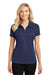 Port Authority L580 Womens Moisture Wicking Short Sleeve Polo Shirt Navy Blue Front