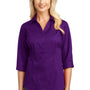 Port Authority Womens Wrinkle Resistant 3/4 Sleeve Button Down Shirt - Deep Purple - Closeout