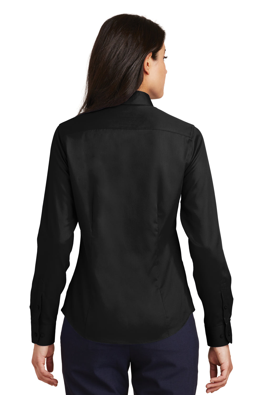 Port Authority L638 Womens Wrinkle Resistant Long Sleeve Button Down Shirt Black Back