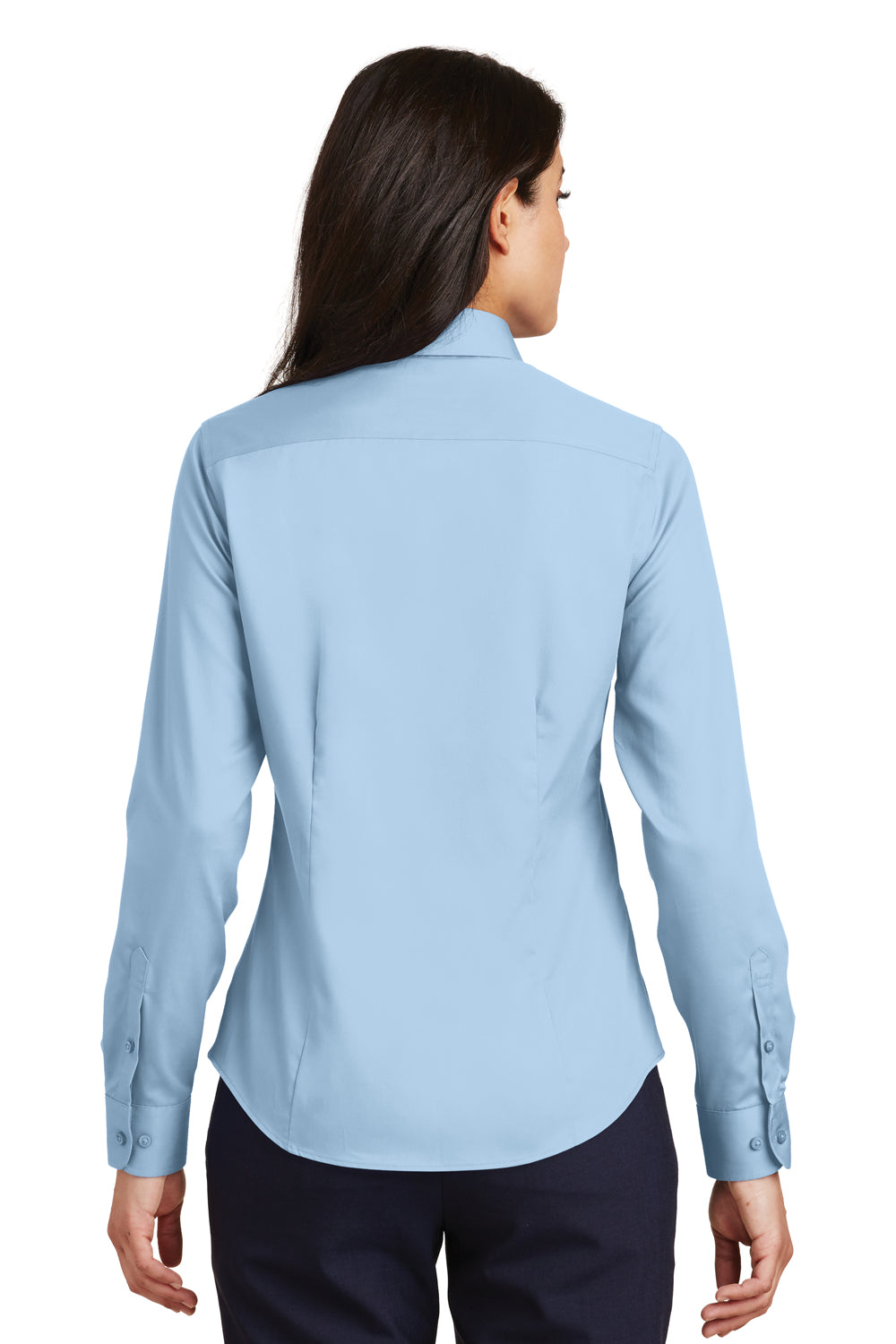 Port Authority L638 Womens Wrinkle Resistant Long Sleeve Button Down Shirt Sky Blue Back