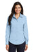 Port Authority L638 Womens Wrinkle Resistant Long Sleeve Button Down Shirt Sky Blue Front