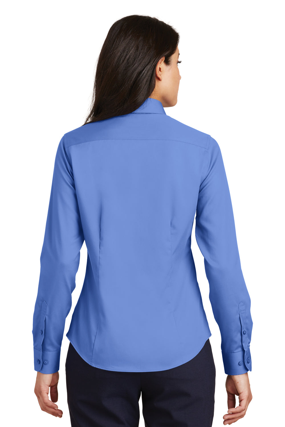 Port Authority L638 Womens Wrinkle Resistant Long Sleeve Button Down Shirt Ultramarine Blue Back