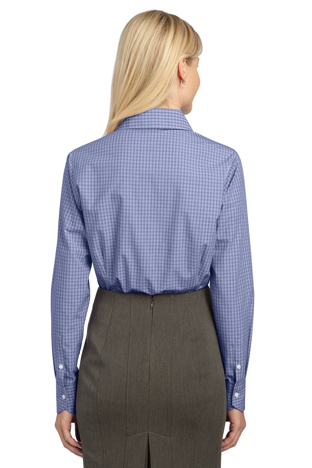 Port Authority L639 Womens Easy Care Wrinkle Resistant Long Sleeve Button Down Shirt Navy Blue Back