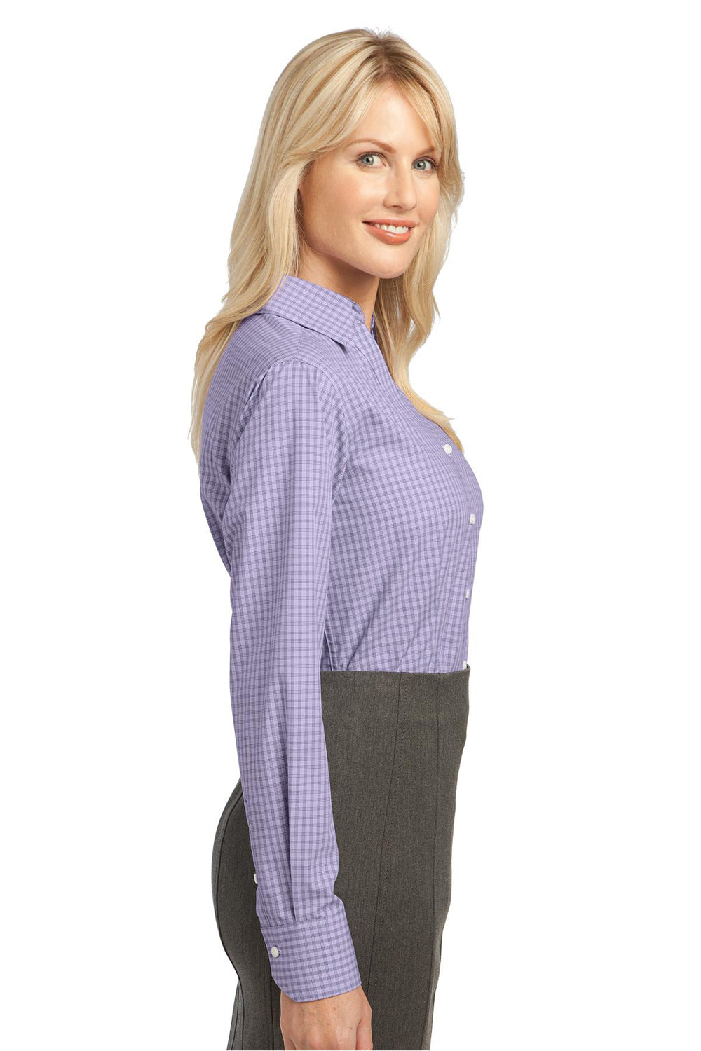 Port Authority L639 Womens Easy Care Wrinkle Resistant Long Sleeve Button Down Shirt Purple Back