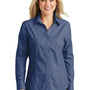 Port Authority Womens Easy Care Wrinkle Resistant Long Sleeve Button Down Shirt - Deep Blue