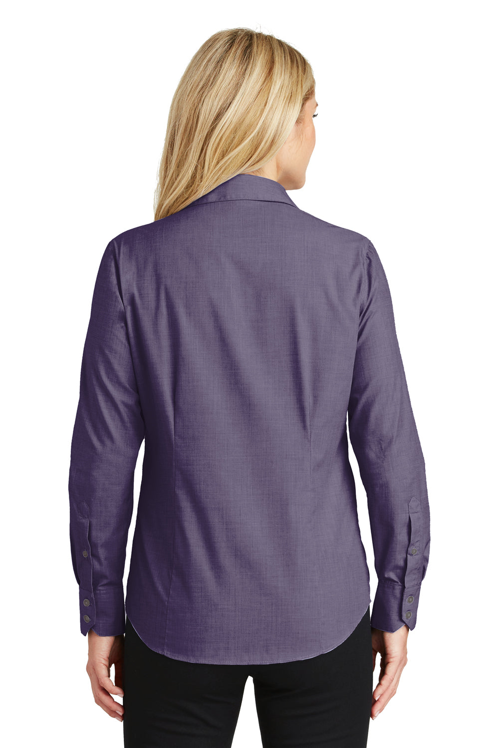 Port Authority L640 Womens Easy Care Wrinkle Resistant Long Sleeve Button Down Shirt Grape Purple Back