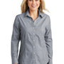 Port Authority Womens Easy Care Wrinkle Resistant Long Sleeve Button Down Shirt - Navy Blue Frost - Closeout